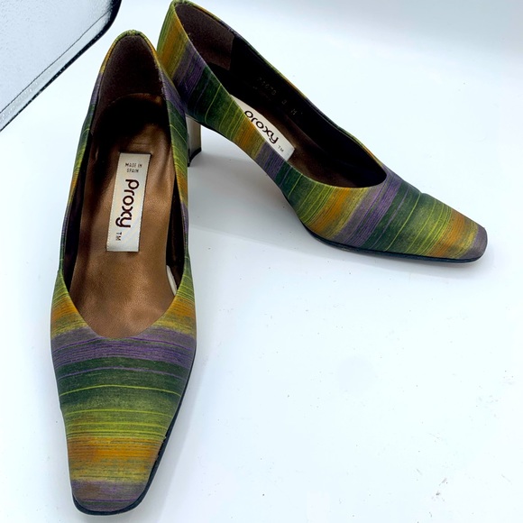 PROXY MADE IN SPAIN MULTICOLOR Leather HEELS WOMEN SIZE 8 - Picture 8 of 9